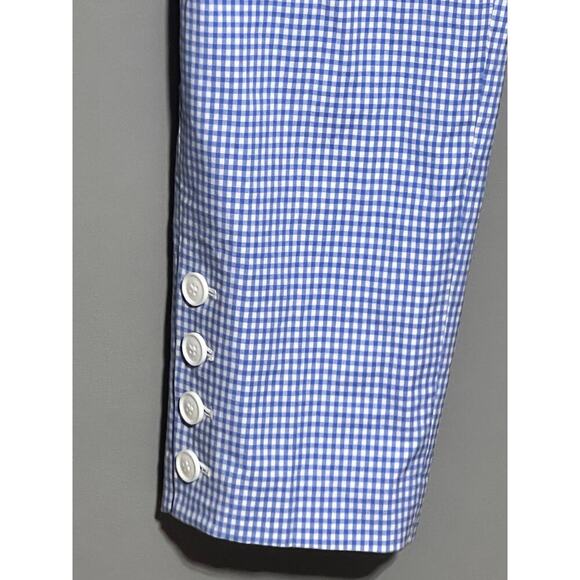 NWT Talbots Ankle Length Gingham Blue White‎ Pants Size 4 Cotton Mix side zipper - Picture 6 of 9